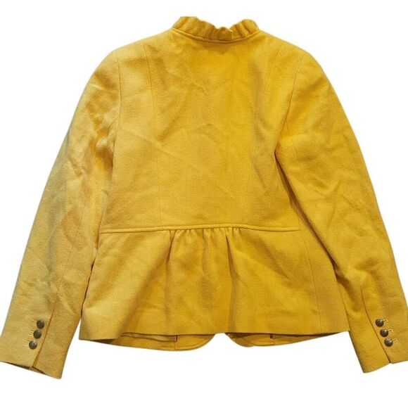 Talbots Jacket Women's 8 Yellow Ruffle Trim Shetland Herringbone Wool Blend - Picture 3 of 7